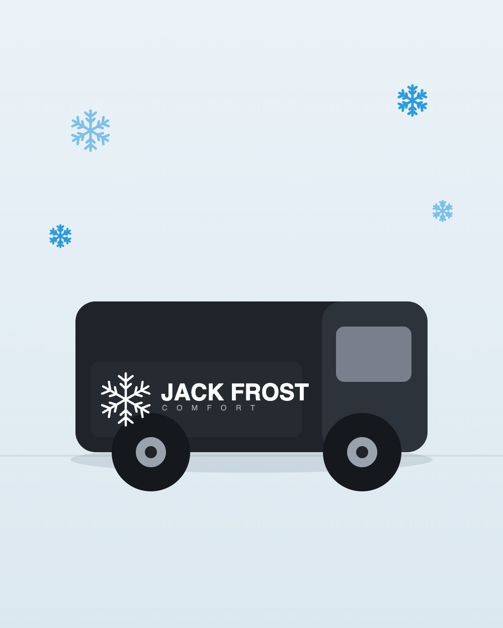 The Jack Frost Comfort branded van